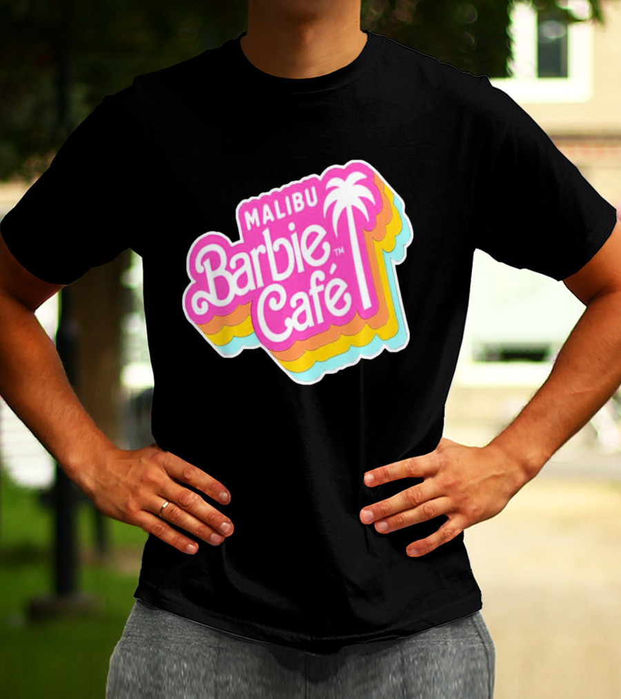 Malibu Barbie Cafe Colorful Retro Logo With Palm Tree T-Shirt