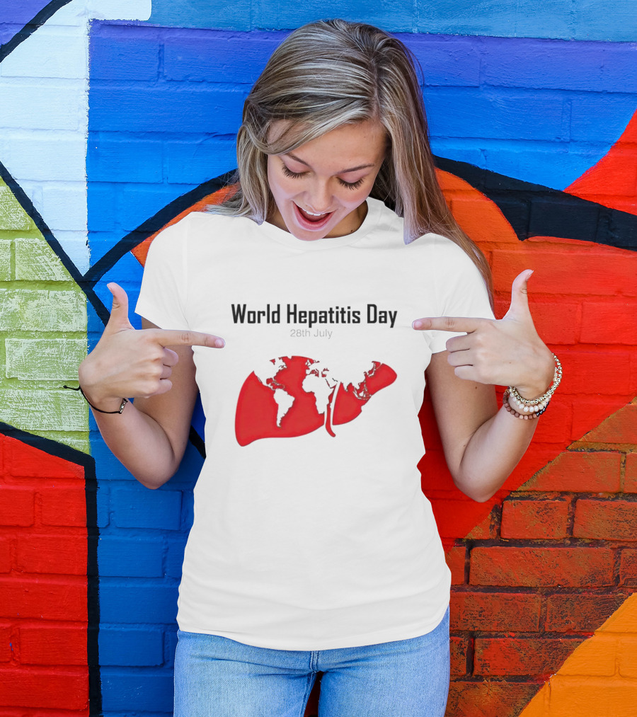 World Hepatitis Day 28th July Red Liver Map T-Shirt