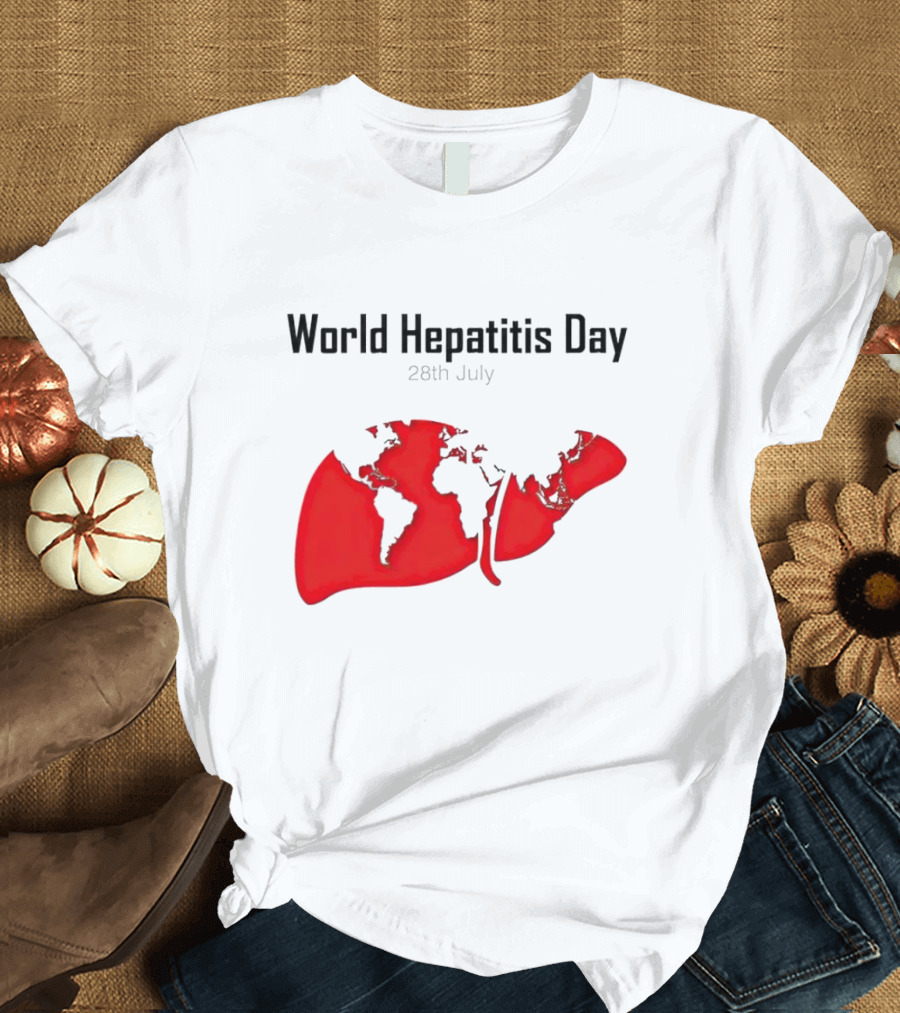World Hepatitis Day 28th July Red Liver Map T-Shirt