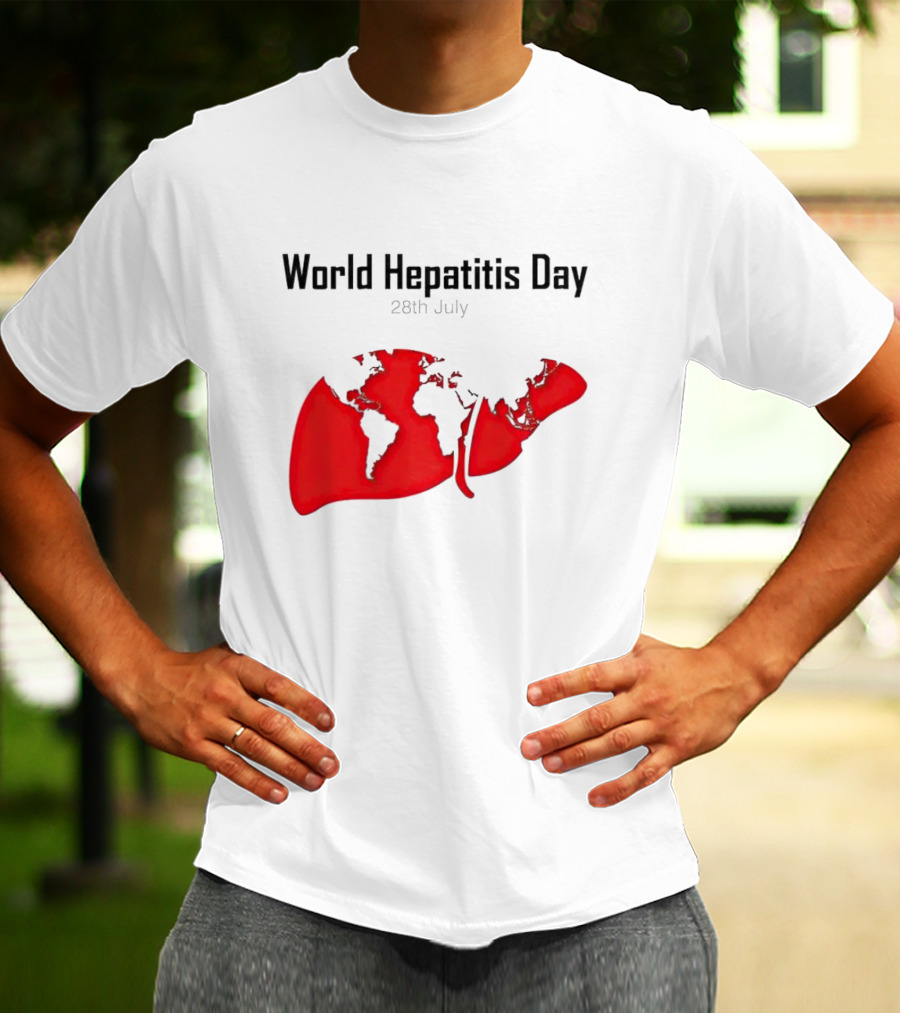 World Hepatitis Day 28th July Red Liver Map T-Shirt