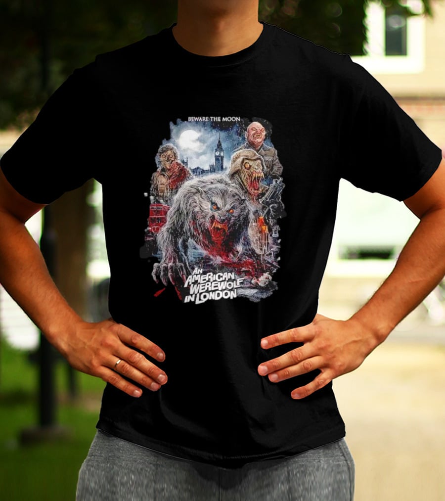 Beware The Moon An American Werewolf In London Vintage Horror Scene T-Shirt