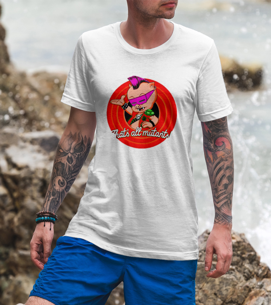 Bebop That's All Mutants Teenage Punk Pig Character In Red Circle T-Shirt