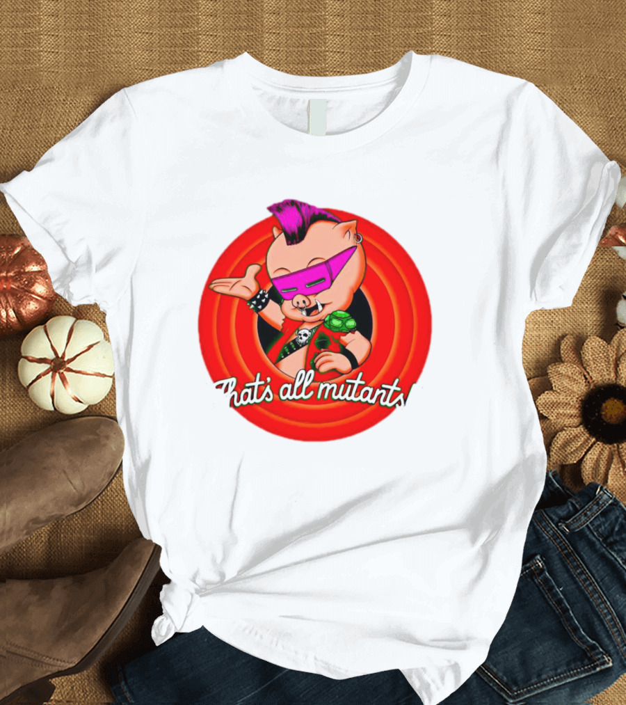 Bebop That's All Mutants Teenage Punk Pig Character In Red Circle T-Shirt