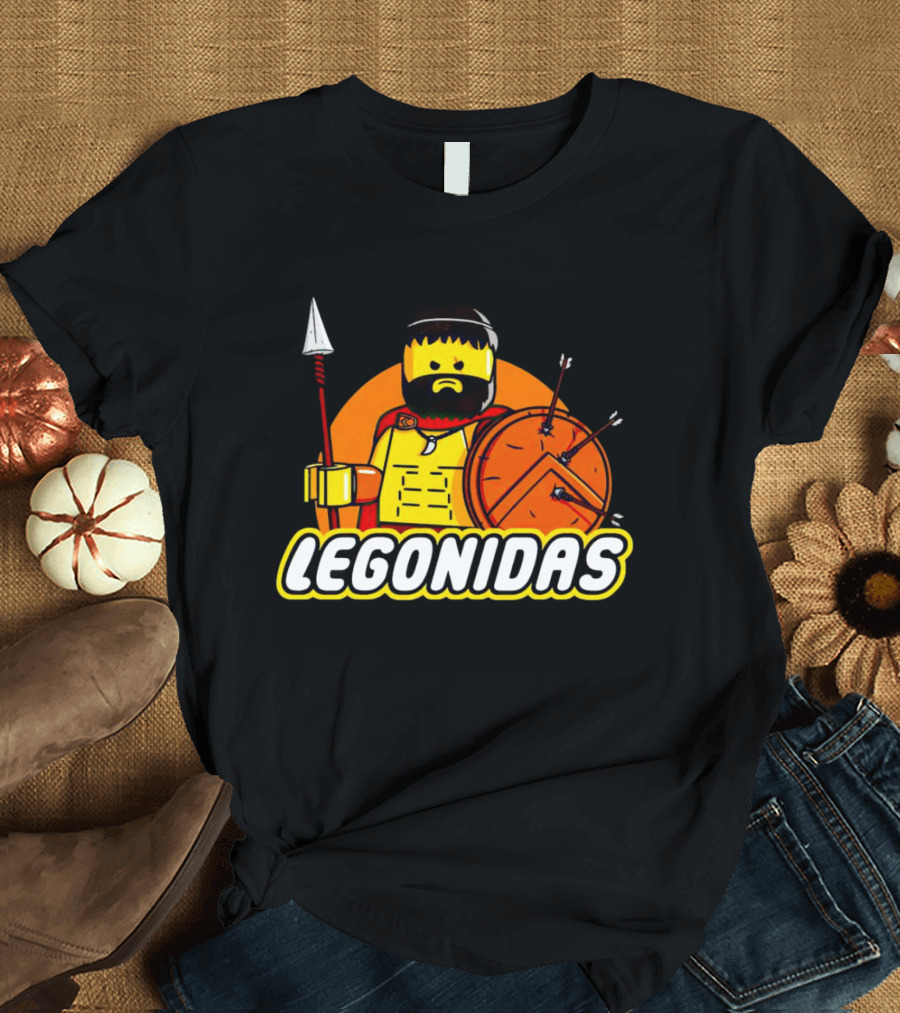 Lego Minifigure Legonidas Warrior Shield Spear T-Shirt
