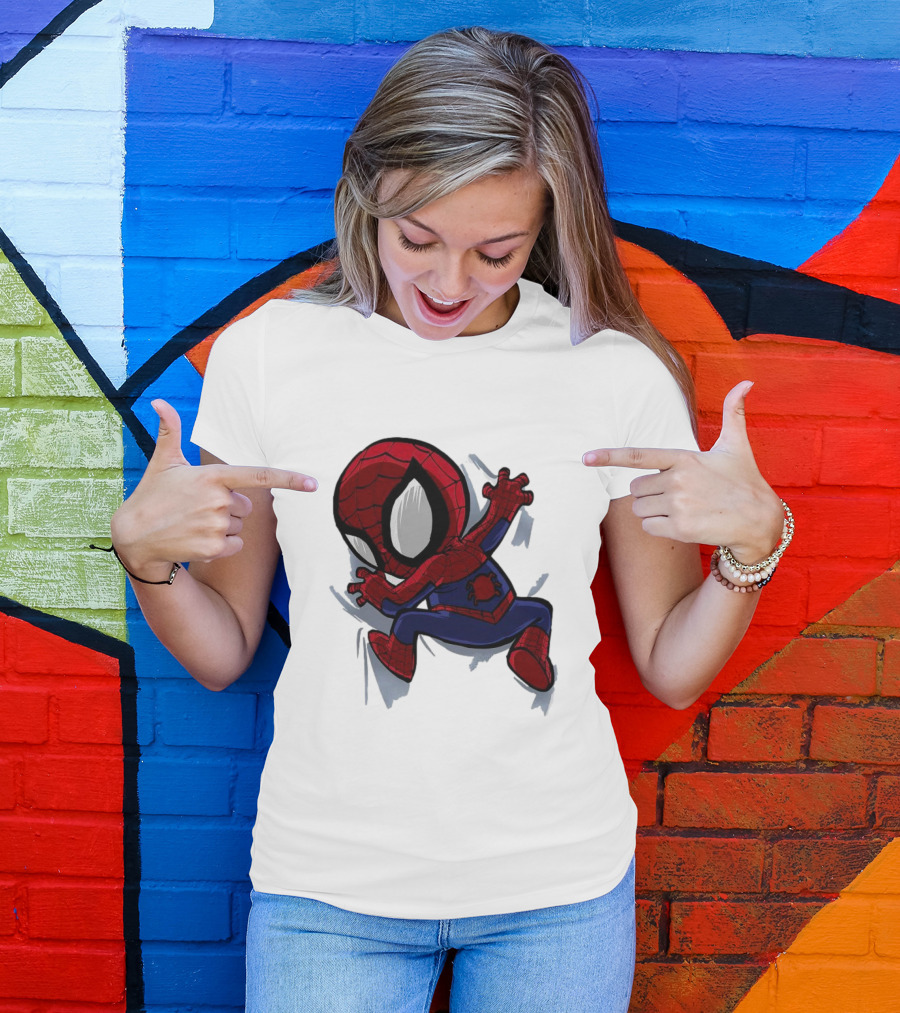 Portable Spider-Man Chibi Clinging Action T-Shirt