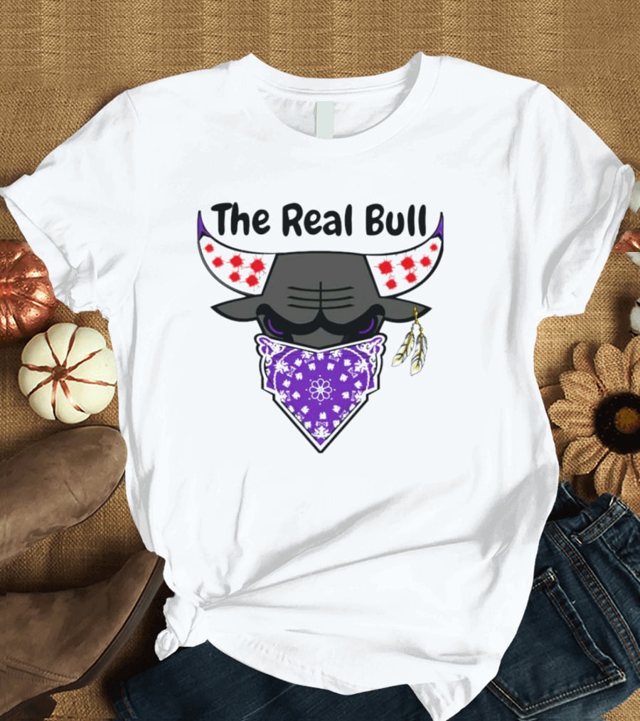 The Real Bull Purple Bandana Horns With Red Accents T-Shirt