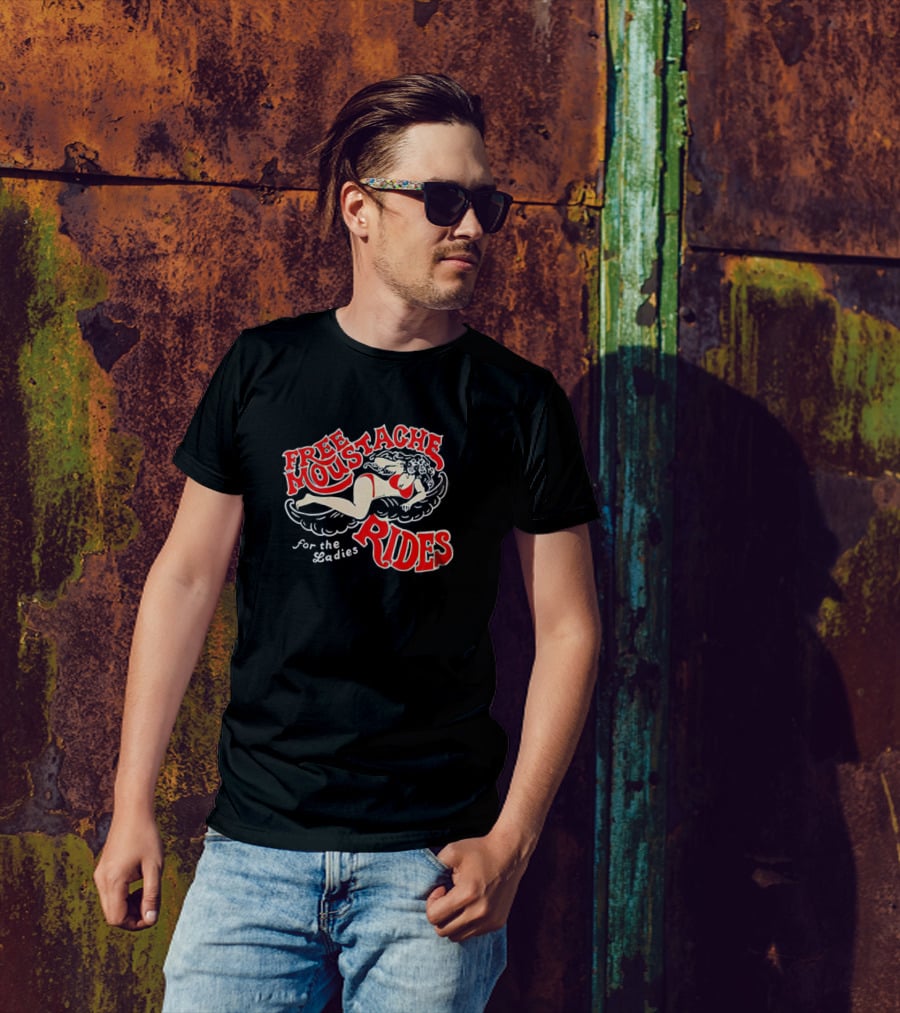 Free Moustache Rides For The Ladies With Retro Pin-Up T-Shirt