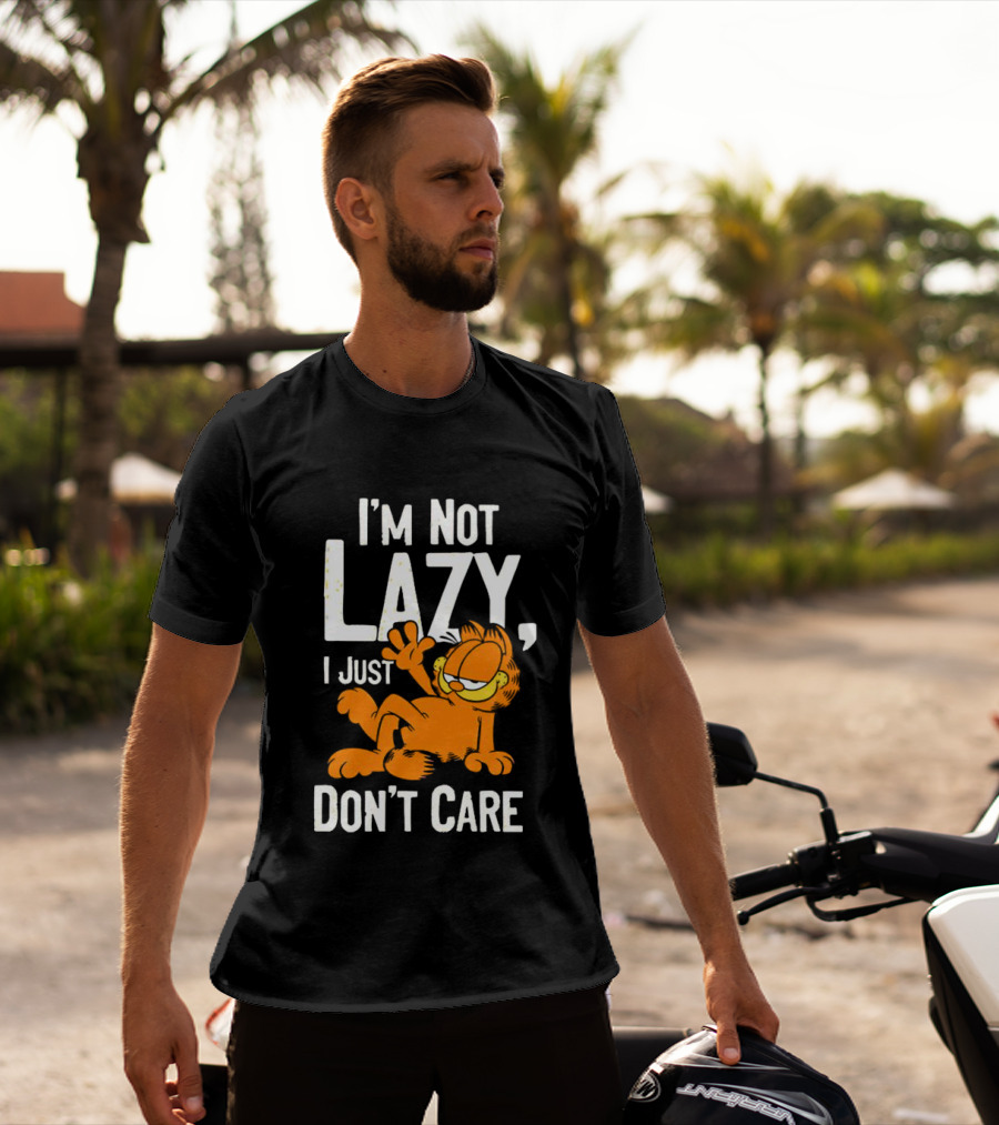Garfield I'm Not Lazy I Just Don't Care Funny Cat Iconic Cartoon Character T-Shirt