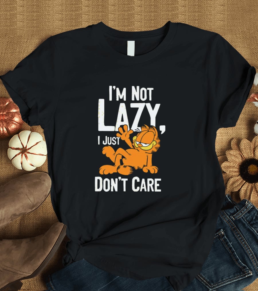 Garfield I'm Not Lazy I Just Don't Care Funny Cat Iconic Cartoon Character T-Shirt