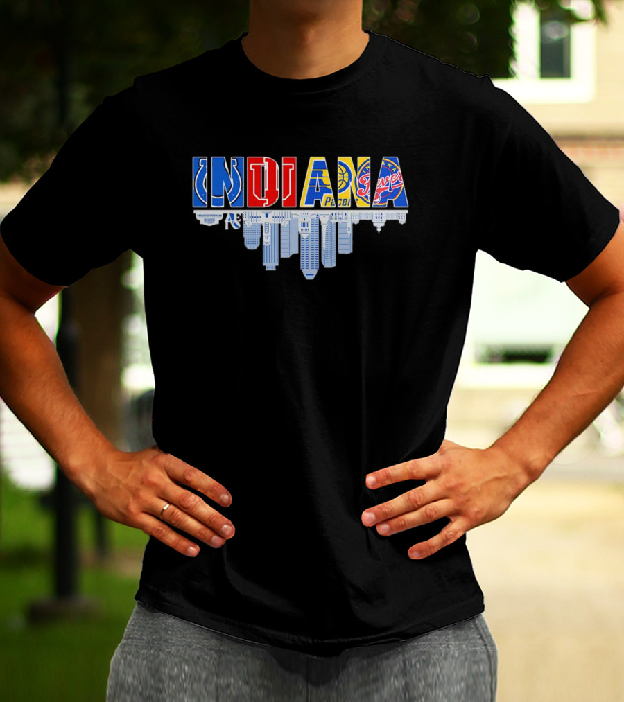 Indiana Colts Pacers Fever Skyline City Sports Icons T-Shirt