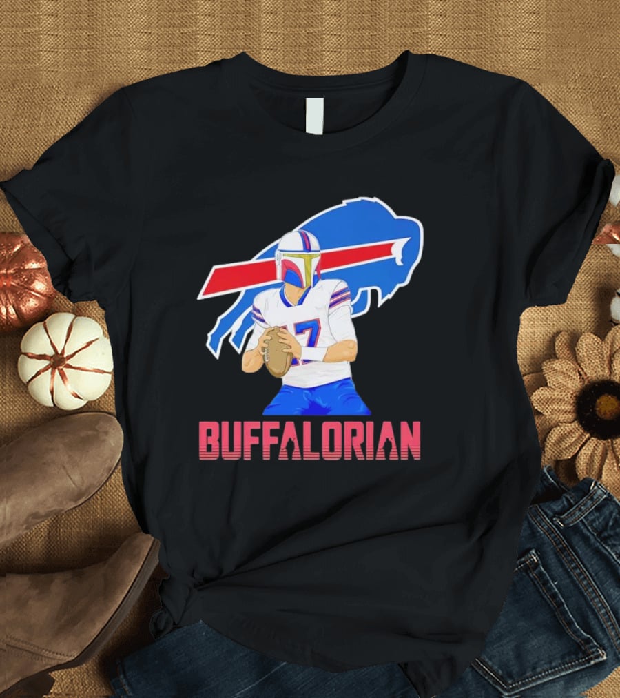 Buffalorian Josh Allen Buffalo Bills Mandalorian Helmet T-Shirt