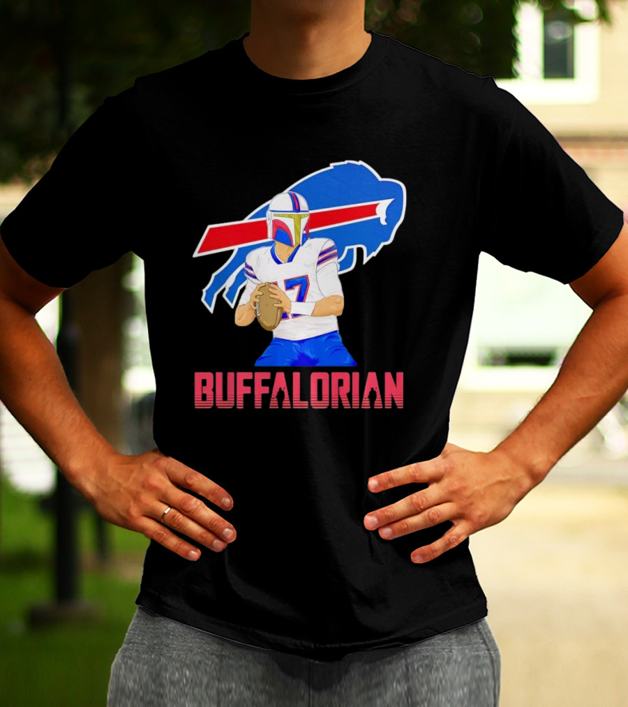 Buffalorian Josh Allen Buffalo Bills Mandalorian Helmet T-Shirt