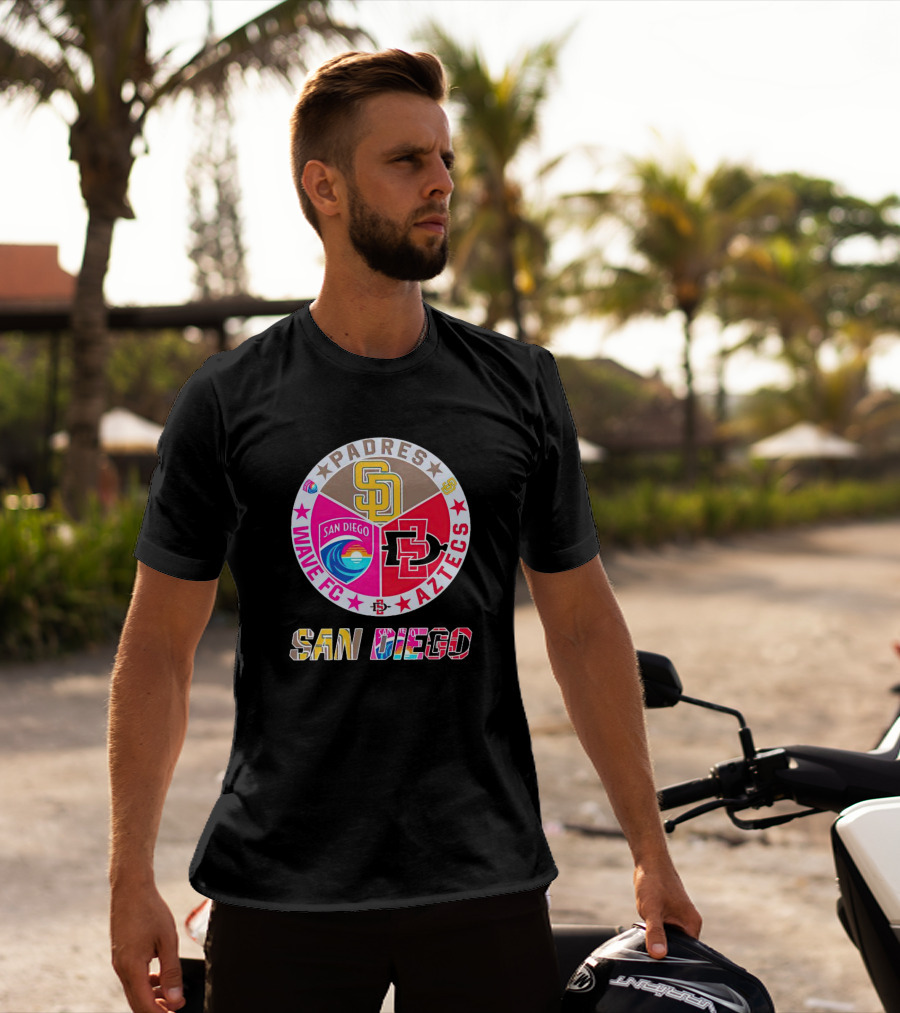 San Diego Padres Wave FC Aztecs Sports Team T-Shirt
