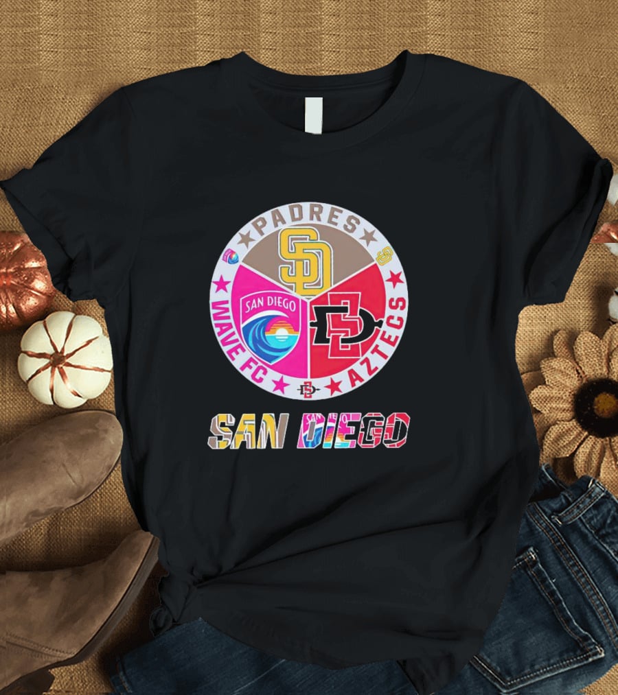 San Diego Padres Wave FC Aztecs Sports Team T-Shirt