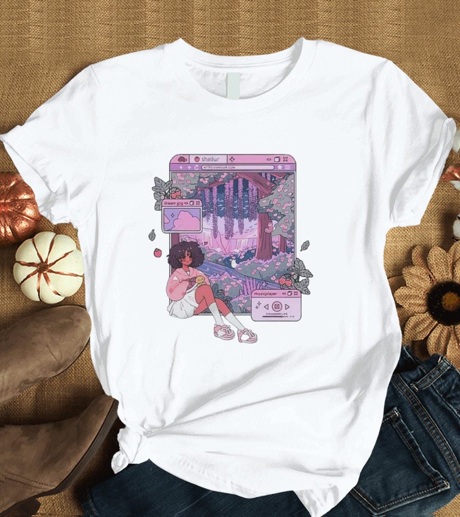 Sheilur Dreamy Strawberry Dream PNG Music Player T-Shirt