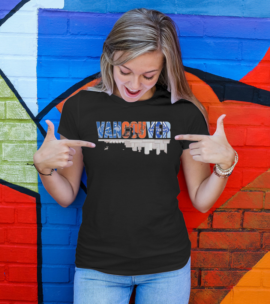 Vancouver Canucks BC Lions Vancouver Whitecaps City Skyline Upside T-Shirt