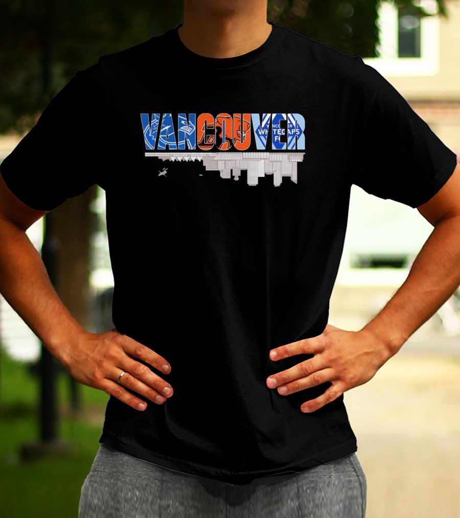 Vancouver Canucks BC Lions Vancouver Whitecaps City Skyline Upside T-Shirt