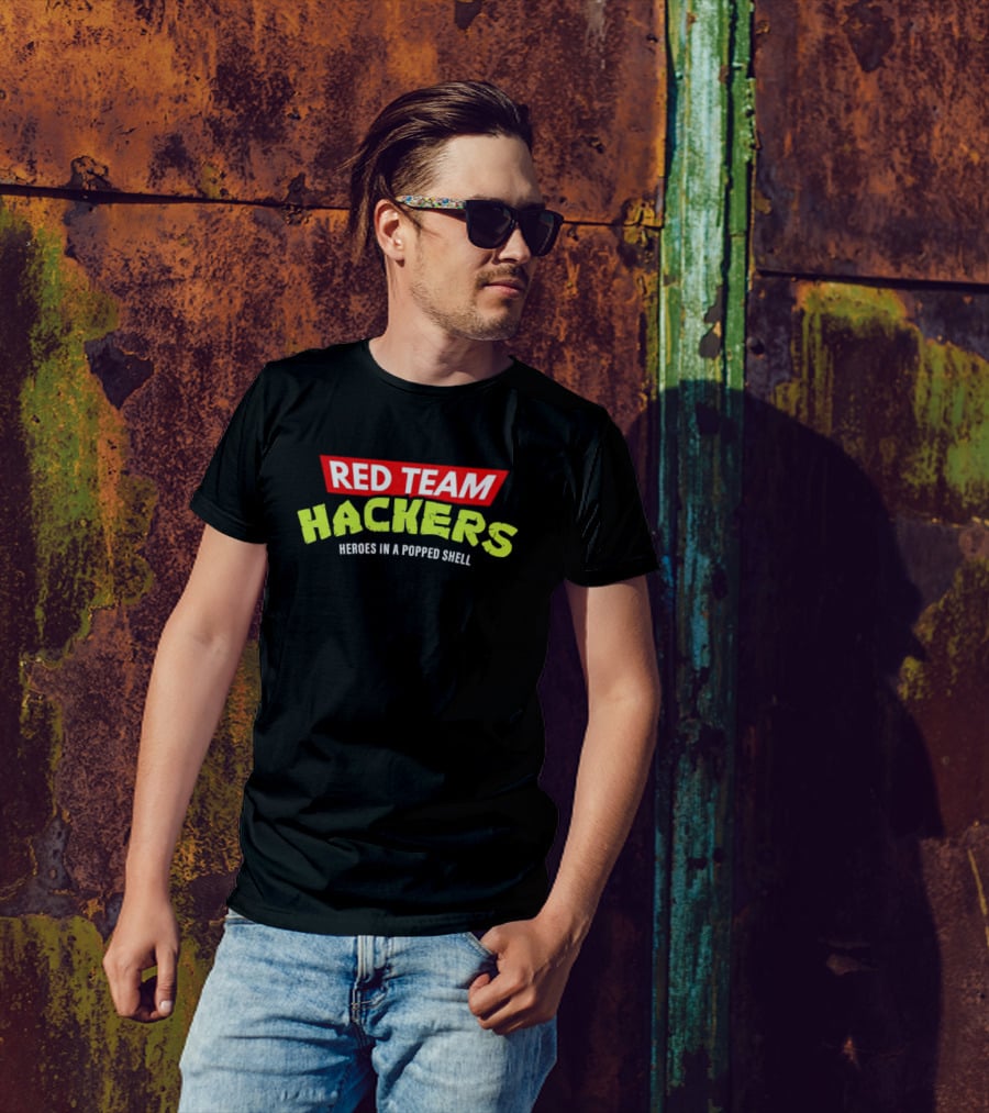 Red Team Hackers Heroes In A Popped Shell Retro Style Green T-Shirt