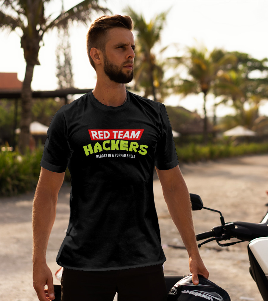 Red Team Hackers Heroes In A Popped Shell Retro Style Green T-Shirt