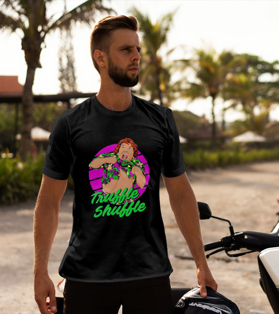 Truffle Shuffle 80s Retro Style With Hawaiian Shirt And Neon Colors T-Shirt