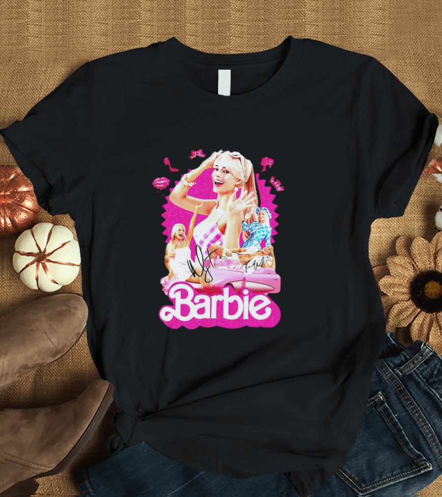 Barbie Collage With Signatures And Characters T-Shirt
