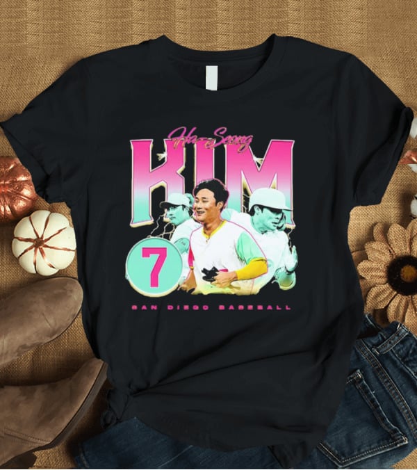 Ha-Seong Kim San Diego Baseball Lightning 90s Style Pink 7 T-Shirt