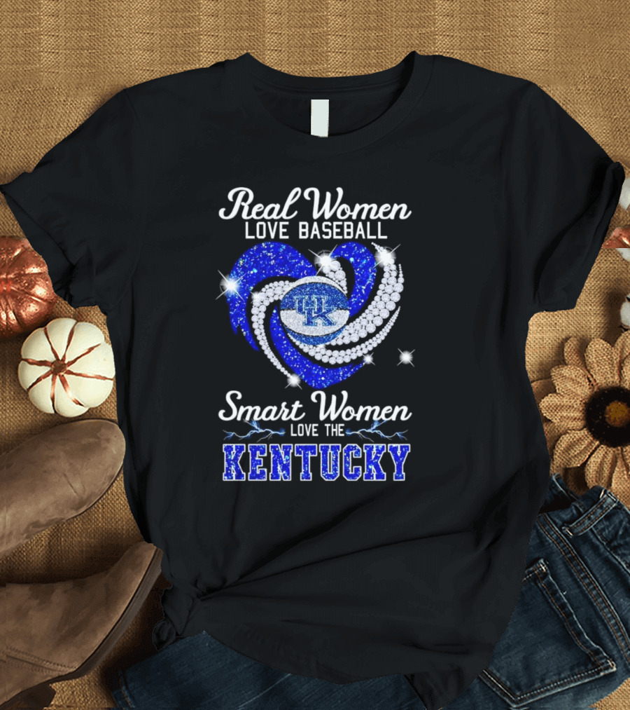 Real Women Love Baseball Smart Women Love The Kentucky Wildcats T-Shirt