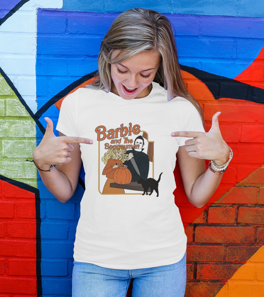 Barbie And The Boogeyman Halloween Pumpkin Cat Scene T-Shirt