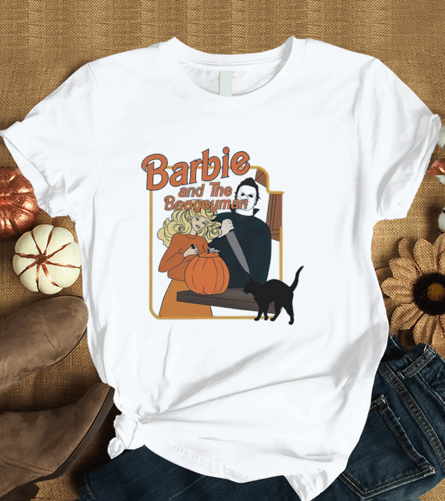 Barbie And The Boogeyman Halloween Pumpkin Cat Scene T-Shirt