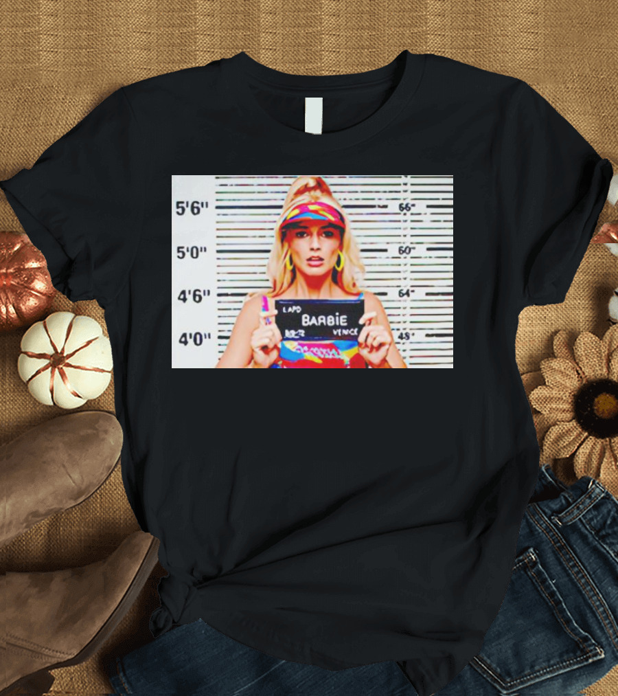 LAPD Barbie Mugshot Colorful T-Shirt