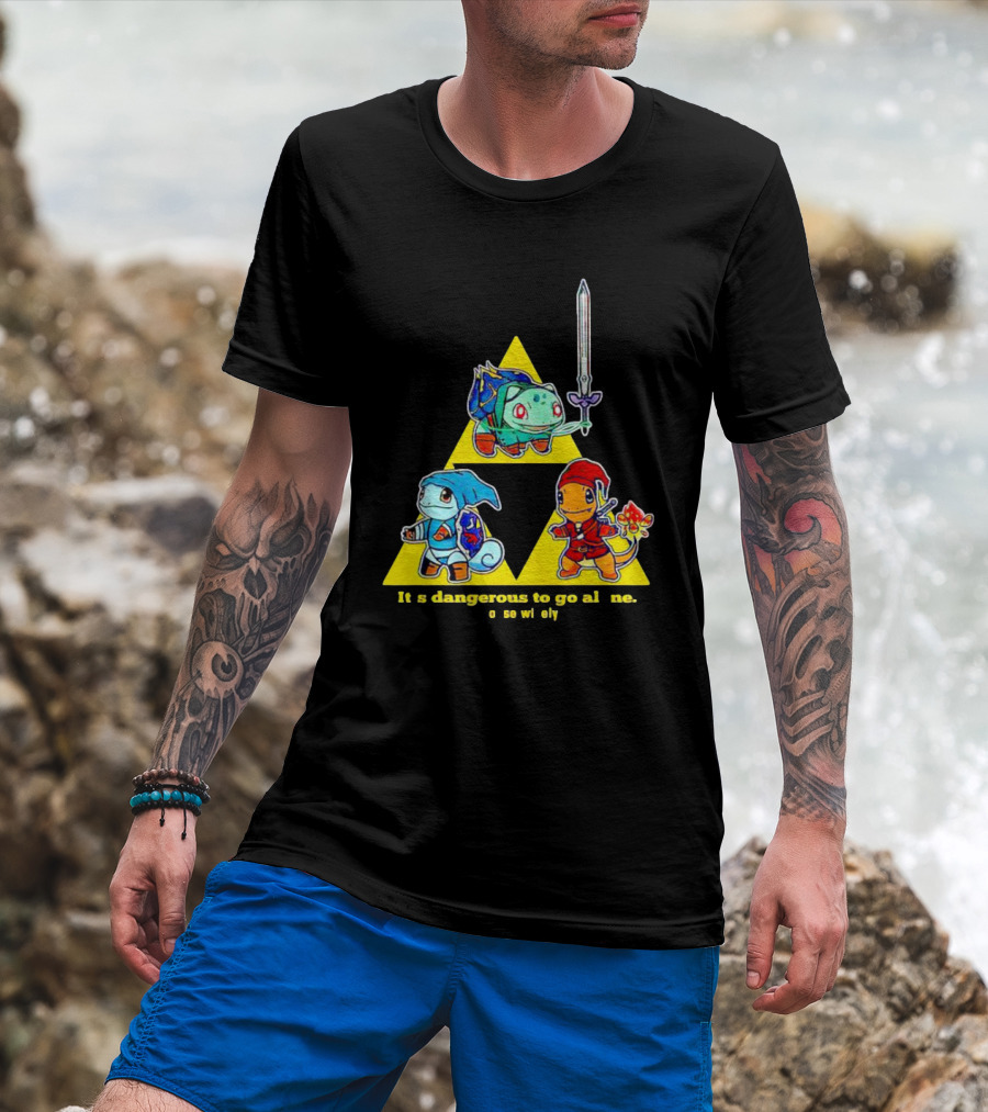Pokemon Triforce Crossover It's Dangerous To Go Alone Choose Wisely T-Shirt