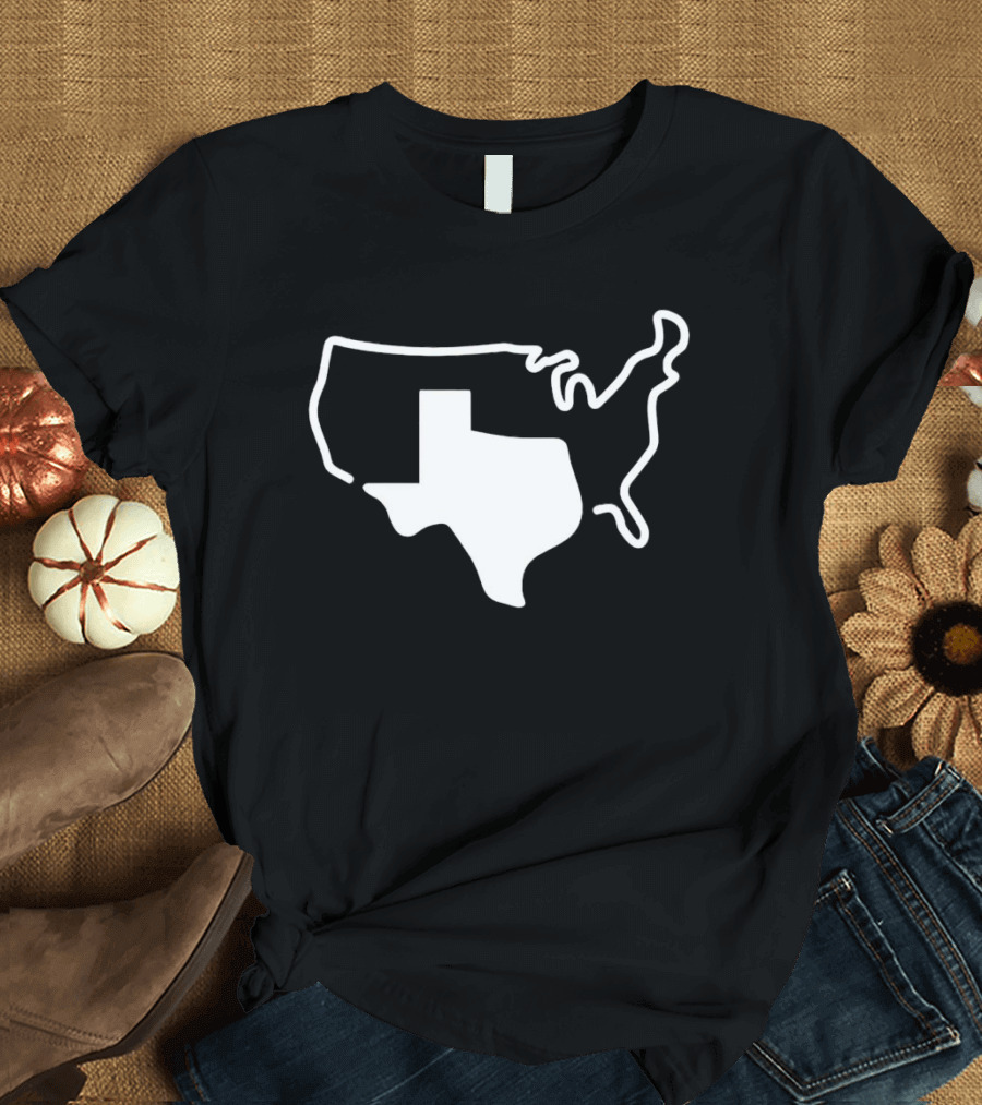 Texas Shape Overlay On United States Outline America Grand Texas T-Shirt