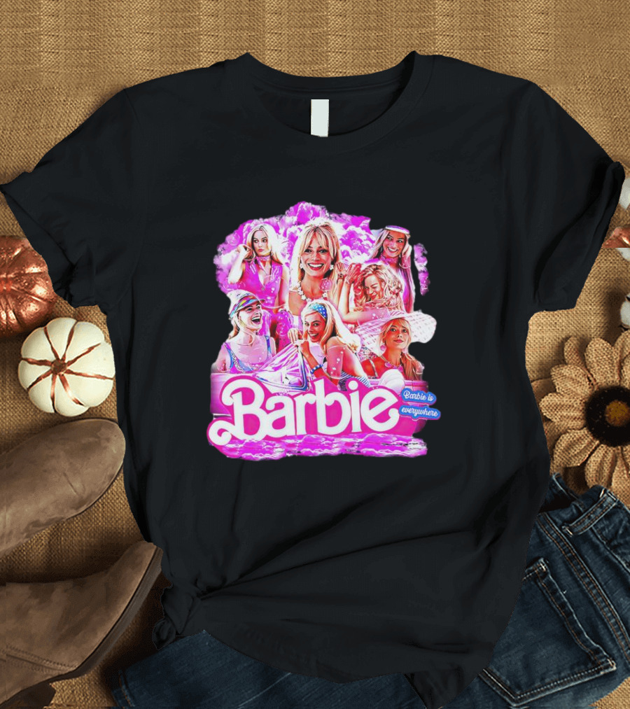 Barbie Is Everywhere Pink Collage Compilation T-Shirt