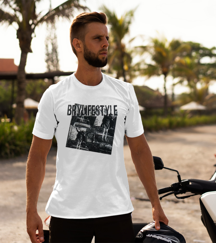 BRYLIFESTYLE Causing A Disturbance With Retro Car And Levitating Figures T-Shirt