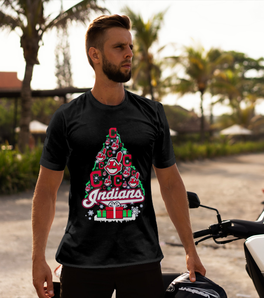 Cleveland Indians Christmas Tree Holiday T-Shirt