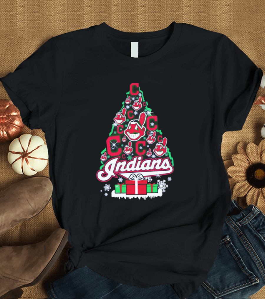 Cleveland Indians Christmas Tree Holiday T-Shirt