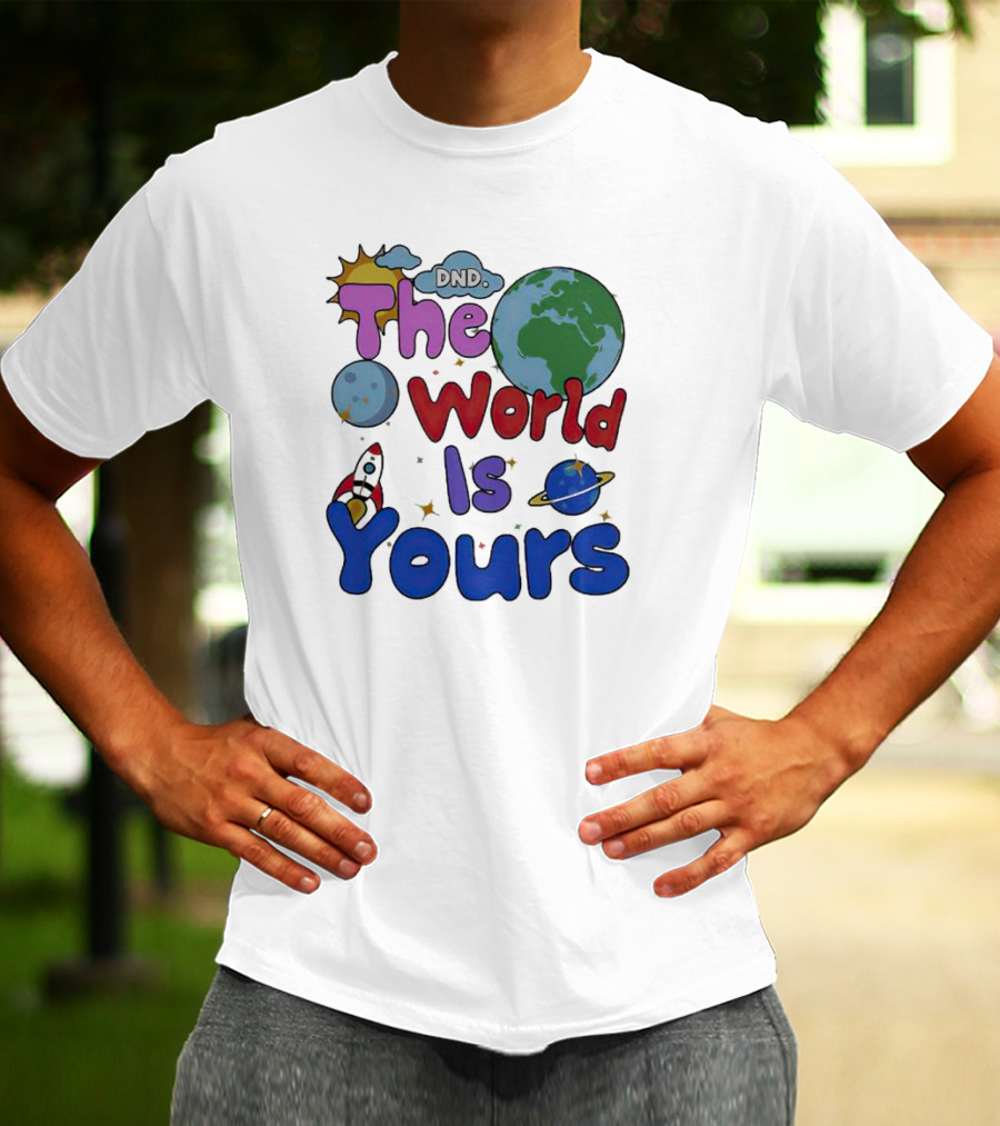 Dnd The World Is Yours Earth Moon Rocket Saturn T-Shirt