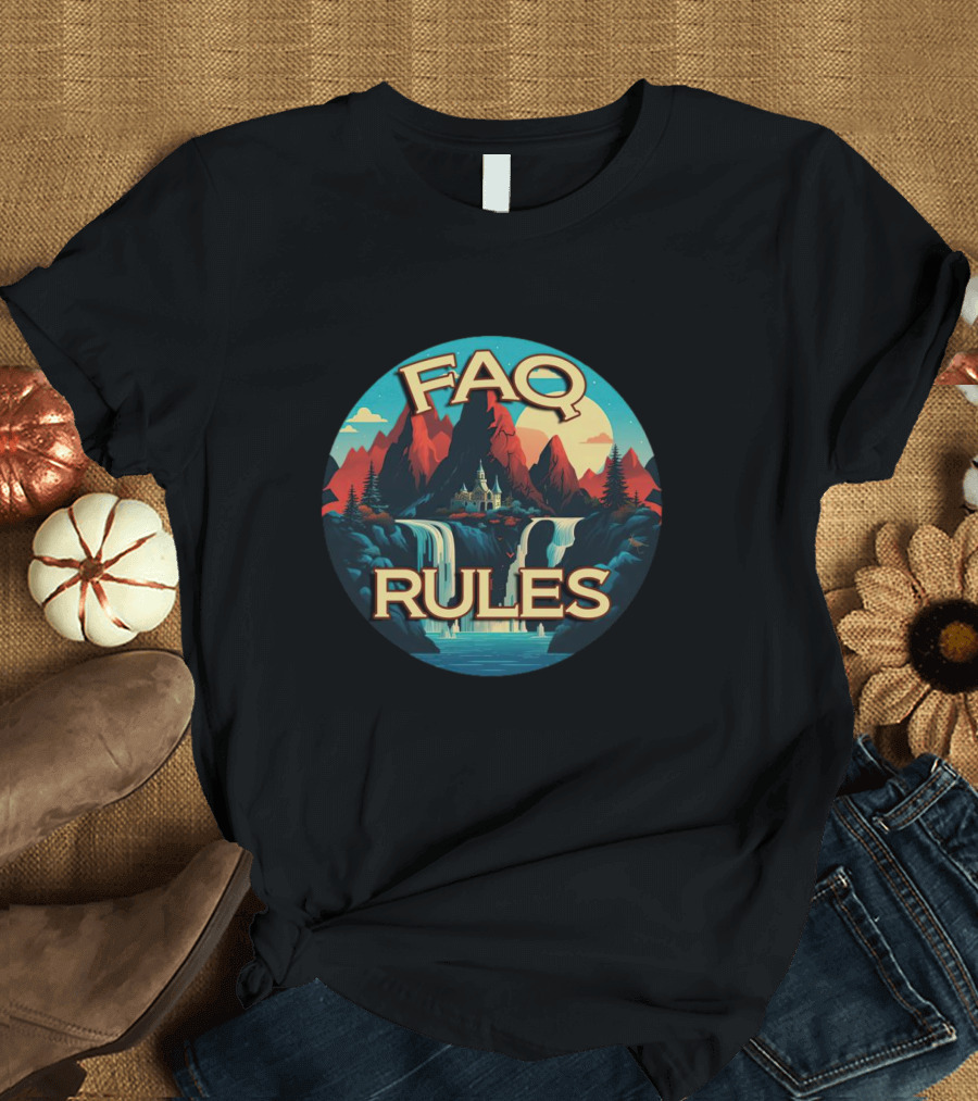 FAQ Rules Mountain Waterfall Landscape T-Shirt