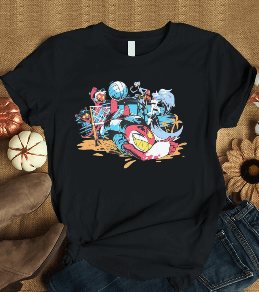 IMP Summer Beach Volleyball Cartoon Characters Fun T-Shirt