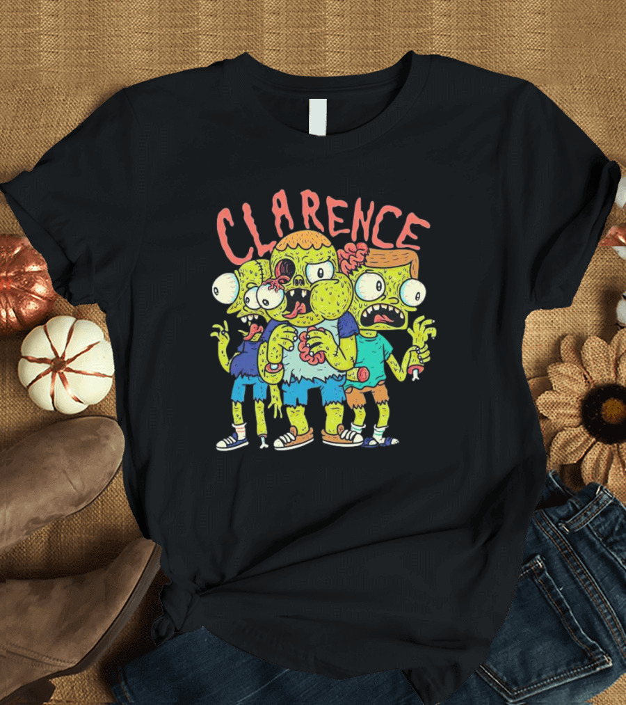 Clarence Cartoon Zombie Halloween Trio T-Shirt