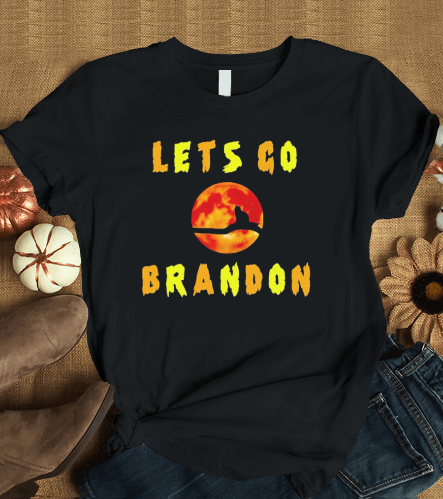 Lets Go Brandon Cat Halloween Moon T-Shirt
