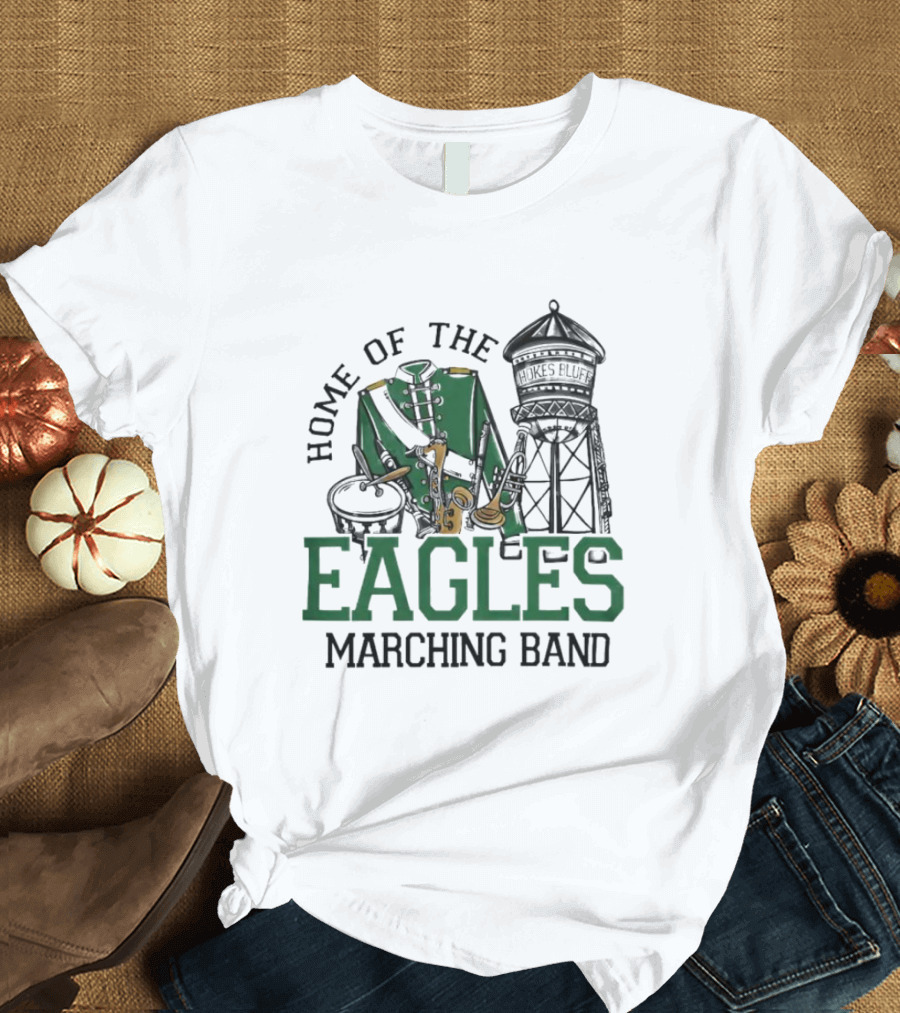 Home Of The Eagles Marching Band With Drum And Water Tower T-Shirt