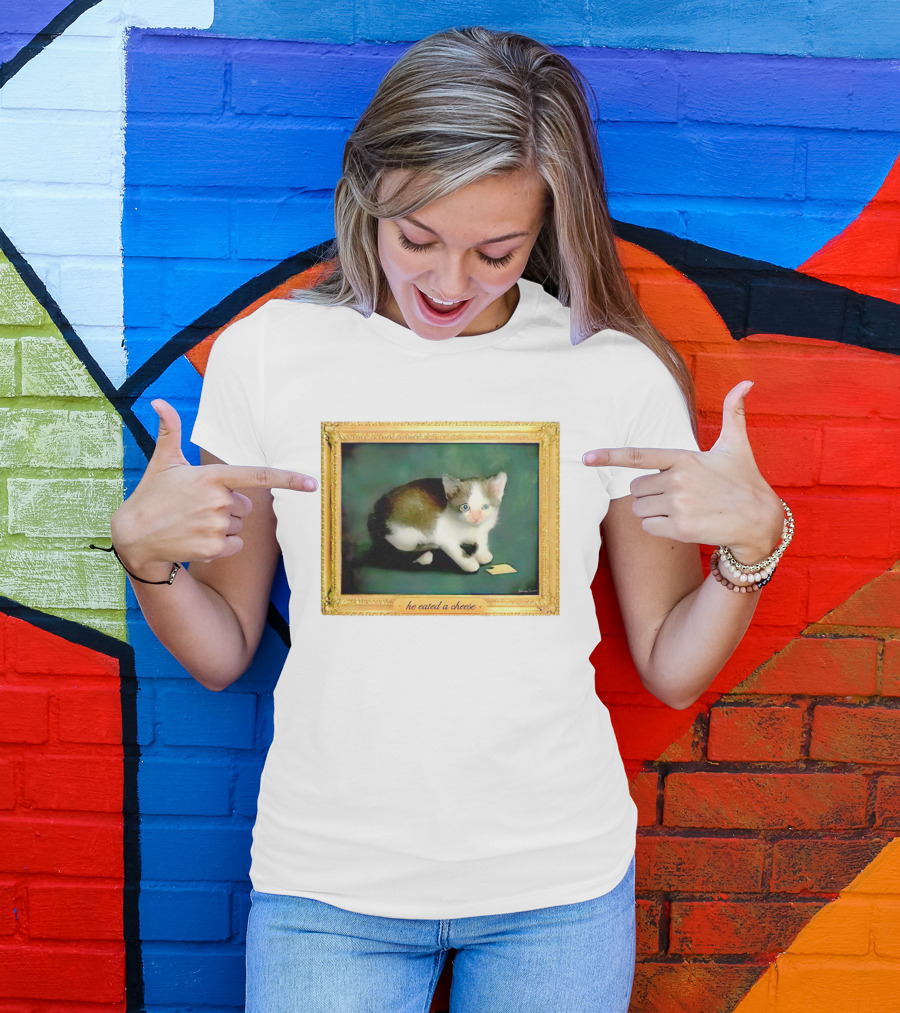 Cat He Eated A Cheese Framed T-Shirt