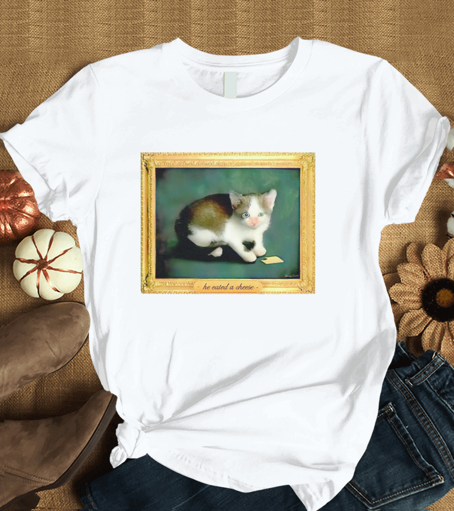 Cat He Eated A Cheese Framed T-Shirt