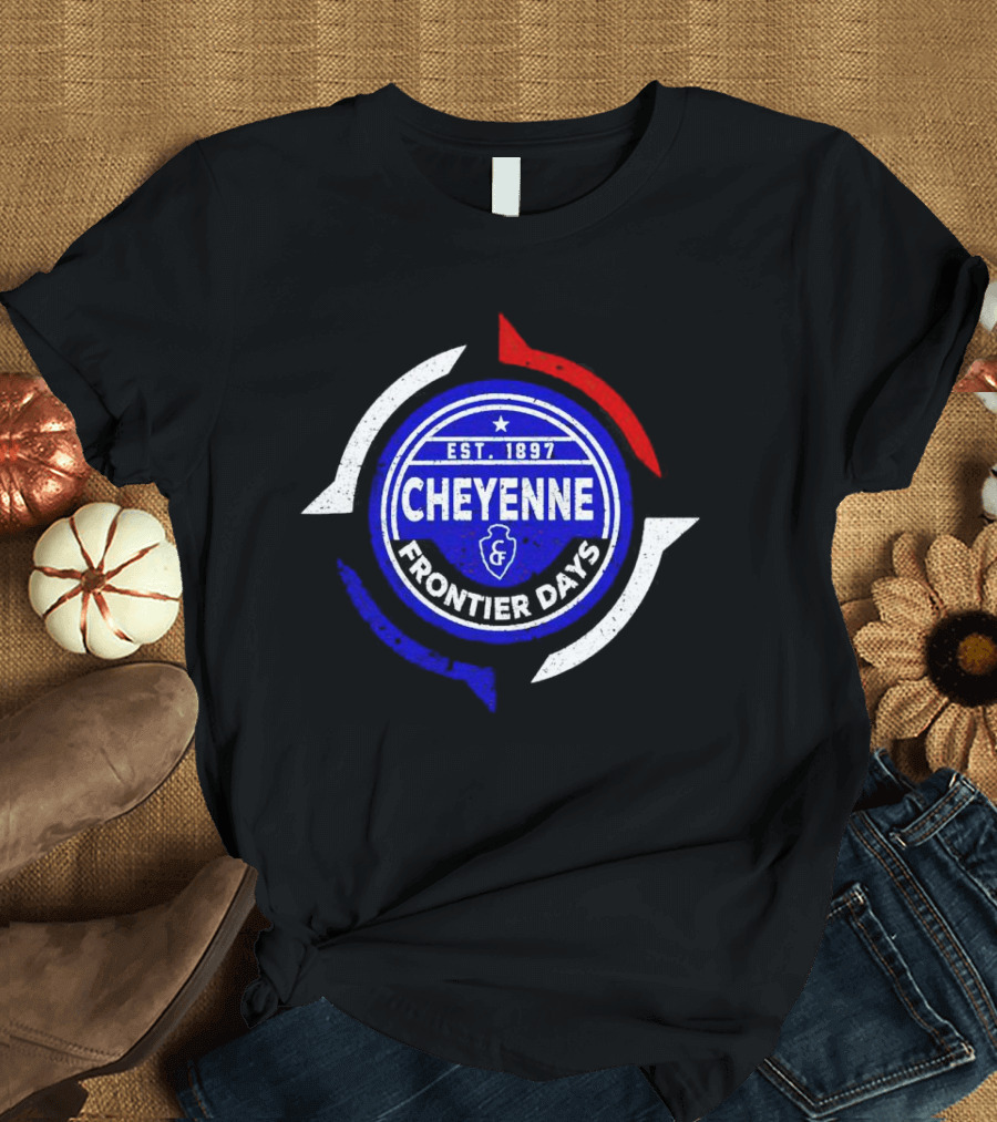 Cheyenne Frontier Days Est 1897 Circular Emblem Red White Blue T-Shirt