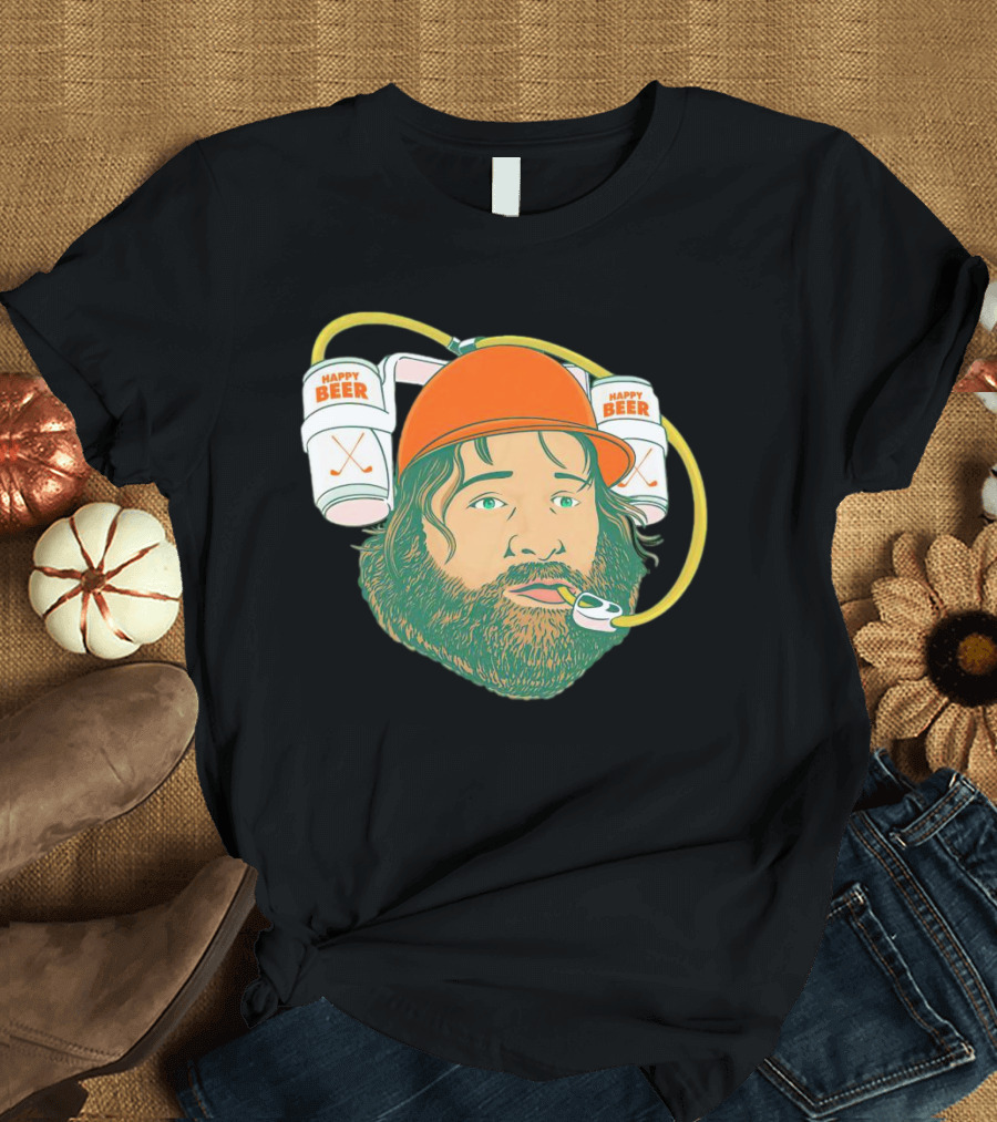 Happy Beer Man Drinks Beer With Helmet And Straws T-Shirt