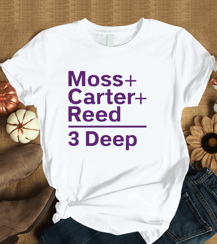 Moss Carter Reed 3 Deep Purple Text T-Shirt