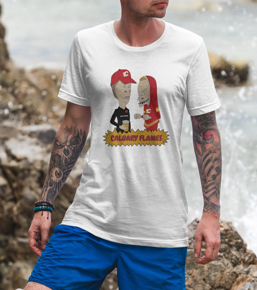 Beavis And Butt-Head Calgary Flames Hockey Fan Characters T-Shirt