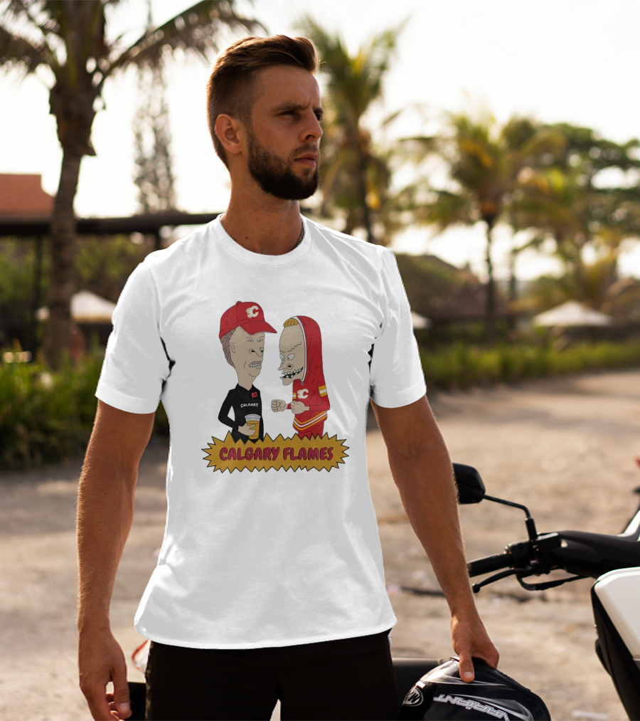 Beavis And Butt-Head Calgary Flames Hockey Fan Characters T-Shirt