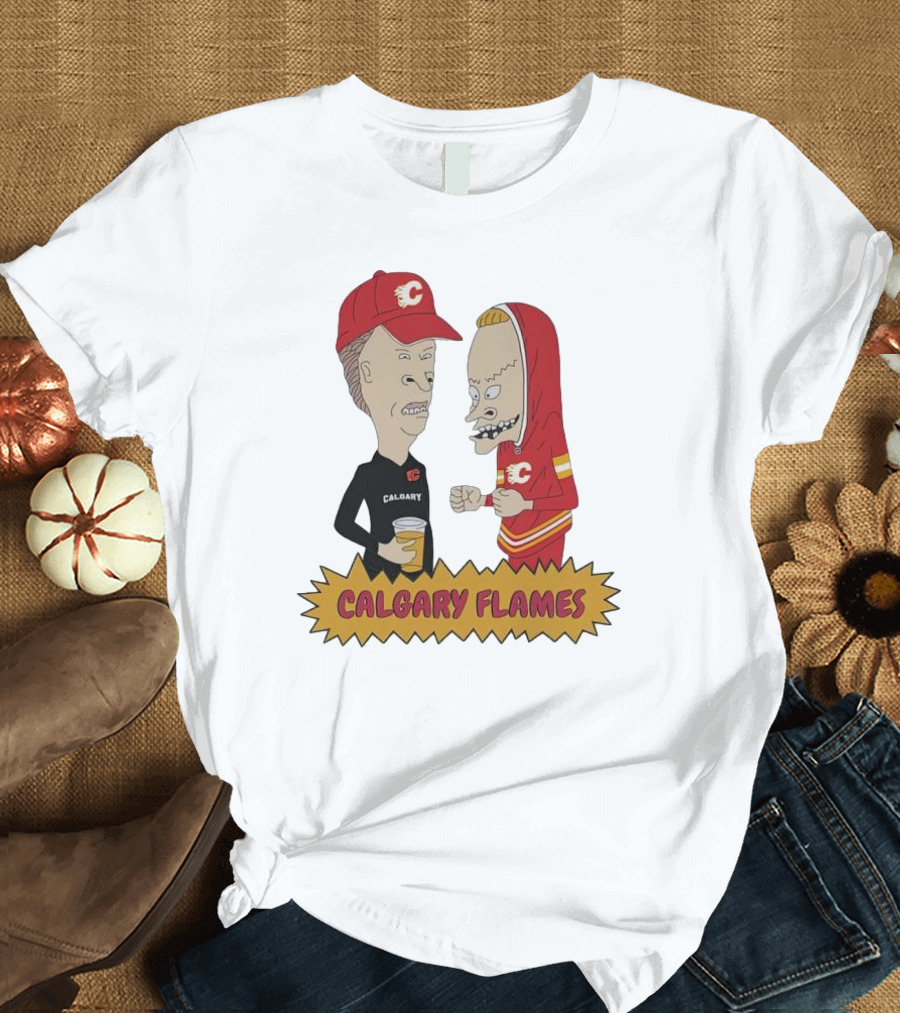 Beavis And Butt-Head Calgary Flames Hockey Fan Characters T-Shirt